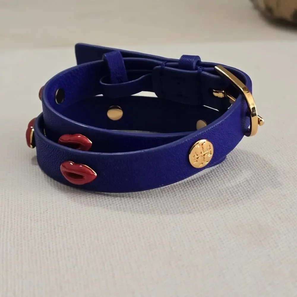 Tory Burch Blue and Red‎ Lips Wrap Bracelet